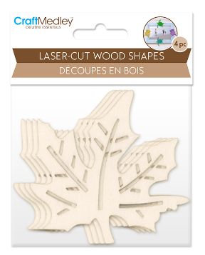 CraftMedley 8cm Wood Shape Maple Leaf 4pc