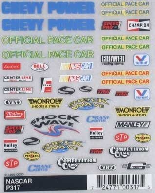 Pinecar Dry Transfer Decals NASCAR