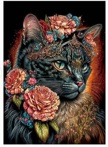 PM Hobbycraft Enchanting Cat with Flowers Puzzle