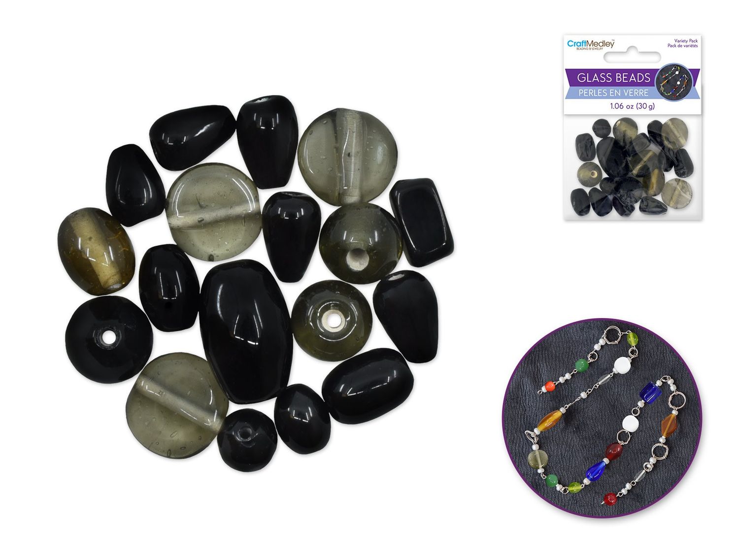 CraftMedley 8-14mm Glass Beads Handmade Lampwork Mix Pack Opal 30g