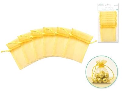 MultiCraft A Brides Wish 3x4in Sheer Organza Bags with Bright Gold Ribbon 6pc