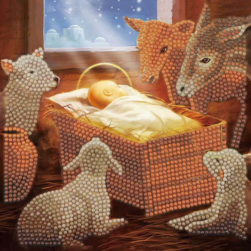 Craft Buddy Baby in a Manger Crystal Art Card Kit