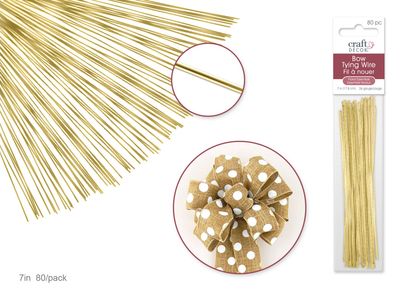Craft Decor 7in Bow Tying Wire Gold 26g 80pc