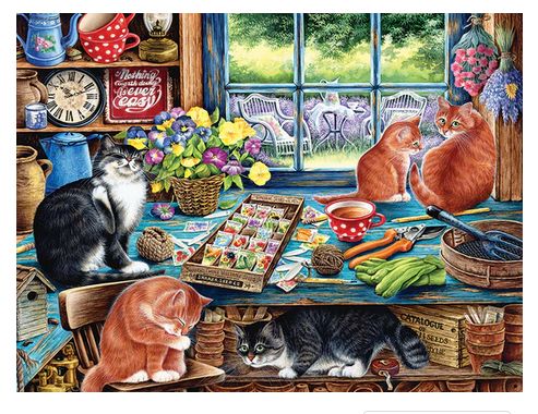 Cobble Hill Garden Shed Cats 35 piece Tray Puzzle