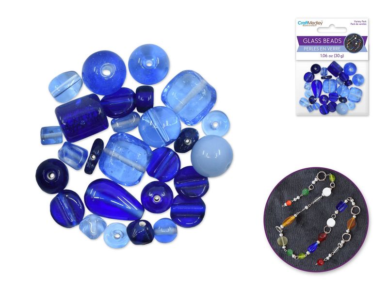 CraftMedley 8-14mm Glass Beads Handmade Lampwork Mix Pack Royal 30g