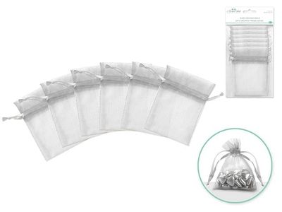 MultiCraft A Brides Wish 3x4in Sheer Organza Bags with Shimmering Silver Ribbon 6pc