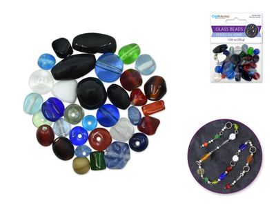 CraftMedley 8-14mm Glass Beads Handmade Lampwork Mix Pack Multi Colour 30g