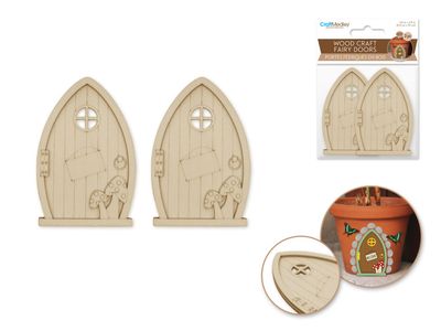 CraftMedley 2.4x3.1in Wood Craft DIY Mini Fairy Door Steeple 2pc