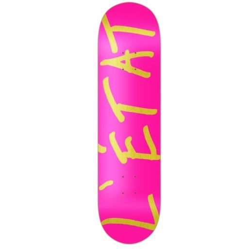 L’État Team Script Quebec Shape Punk Pink on Yellow 8.38 Deck