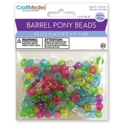 CraftMedley 9x6mm Pony Beads Barrel Standard Opaque Multi Mix 175pc