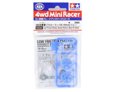Tamiya JR Mini 4WD Low Friction Plastic Double Rollers Blue