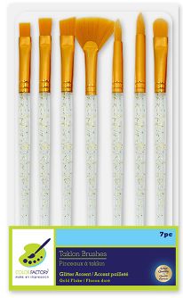 Colorfactory Artist Brush Set Taklon Glitter Accent Series Clear PS 7pc