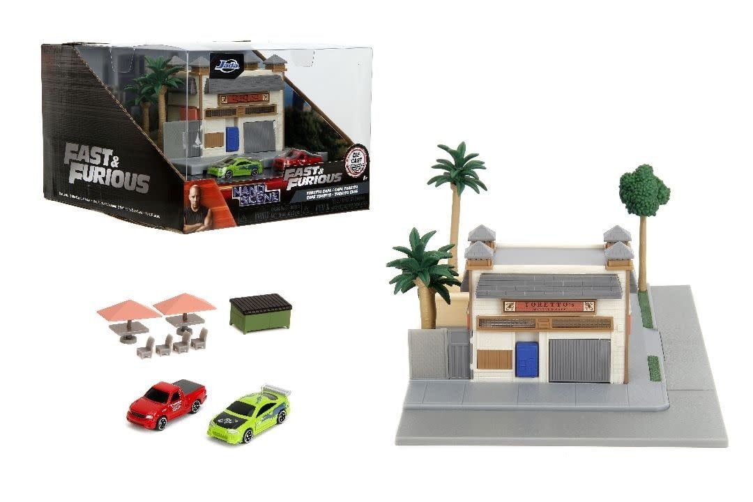 Jada Toys Diorama Hollywood Rides Nano Scene Fast and Furious Dom Torettos and Café