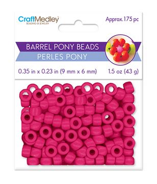 CraftMedley 9x6mm Pony Beads Barrel Dark Pink