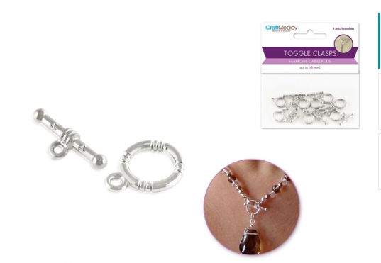 CraftMedley Toggle Clasp Silver Antique Finish 8 Sets