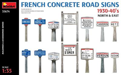 Miniart 1/35 French Concrete Road Signs 1930 40's North &amp; East