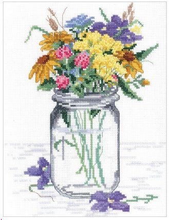 Janlynn Janlynn Counted Cross Stitch Kit 8&quot;X10&quot; Wildflower Jar