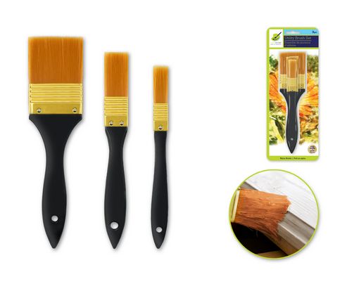 Colorfactory 0.5/1/2in All Purpose Utility Brush Set with Wood Handle 3pc