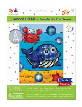 Krafty Kids Kit 8.8&quot;x6.8&quot; Diamond Painting Kit w/Easel Sea Life
