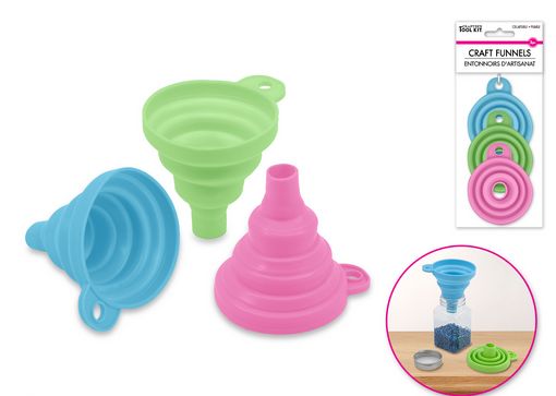 Crafters Tool Kit 7.5cm Assorted Collapsible Craft Funnels 3pc