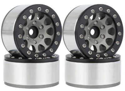 Hobby Details 1.55in Aluminum CNC BeadLock Wheels Titanium/Black 4pc