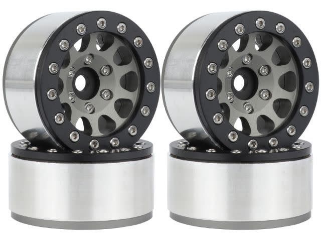 Hobby Details 1.55&quot; Alum CNC BeadLock Wheels - Ti Black (4)