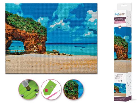 CraftMedley 15.8x19.7in Diamond Painting Kit with Gems Tools and Tray Coastline Art Cabo
