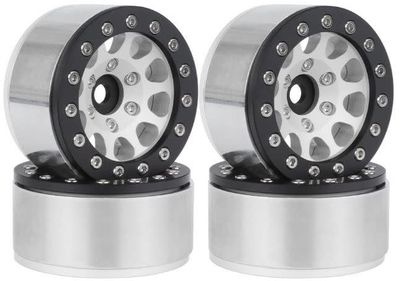 Hobby Details 1.55in Aluminum CNC BeadLock Wheels Silver/Black 4pc