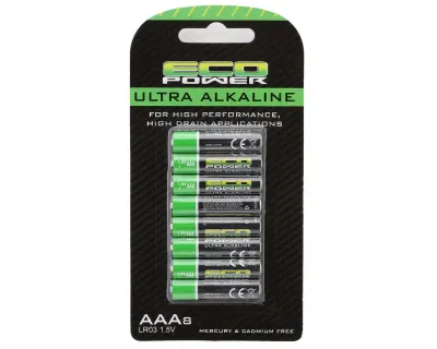 EcoPower Mercury &amp; Cadmium Free Ultra Alkaline AAA Batteries 8pc
