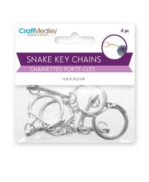 CraftMedley 2.3cm Snake Key Chain Silver 4pc