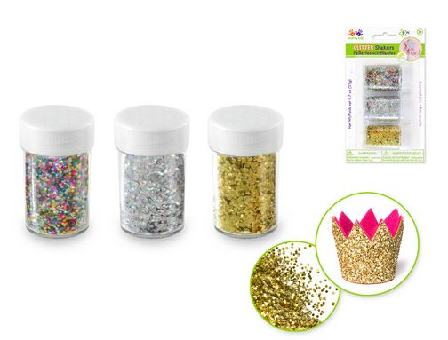 Krafty Kids Glitter Shaker Jars Asst 3x7g Jewel Metallics