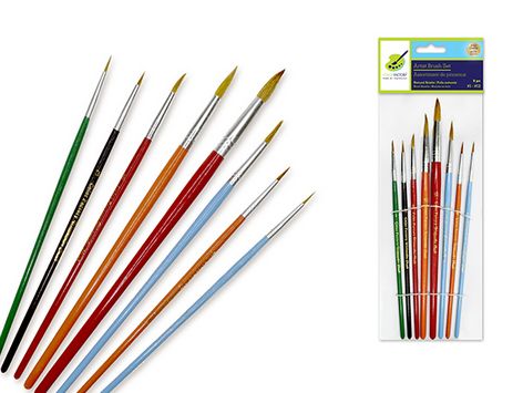 Colorfactory No 1 to 12 Natural Bristle Round Brushes with Wood Handle 8pc