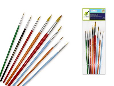 Colorfactory No 1 to 12 Natural Bristle Round Brushes with Wood Handle 8pc