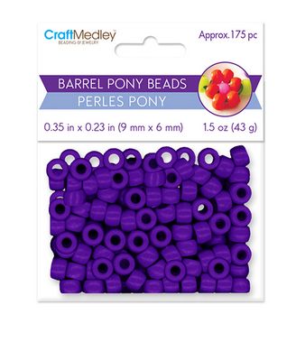 CraftMedley 9x6mm Pony Beads Barrel Purple