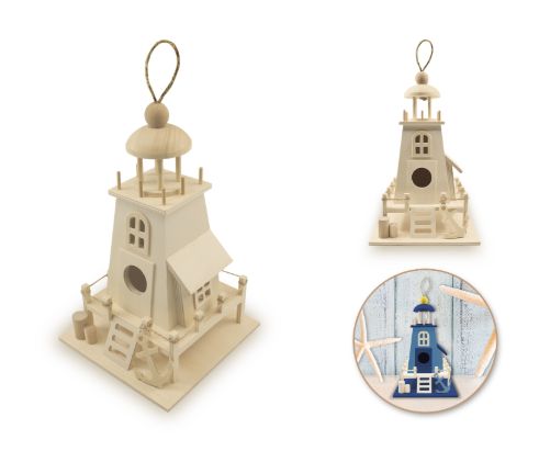 CraftMedley 8.8x5.7x5.5in Lighthouse Landmark with Jute Wood DIY