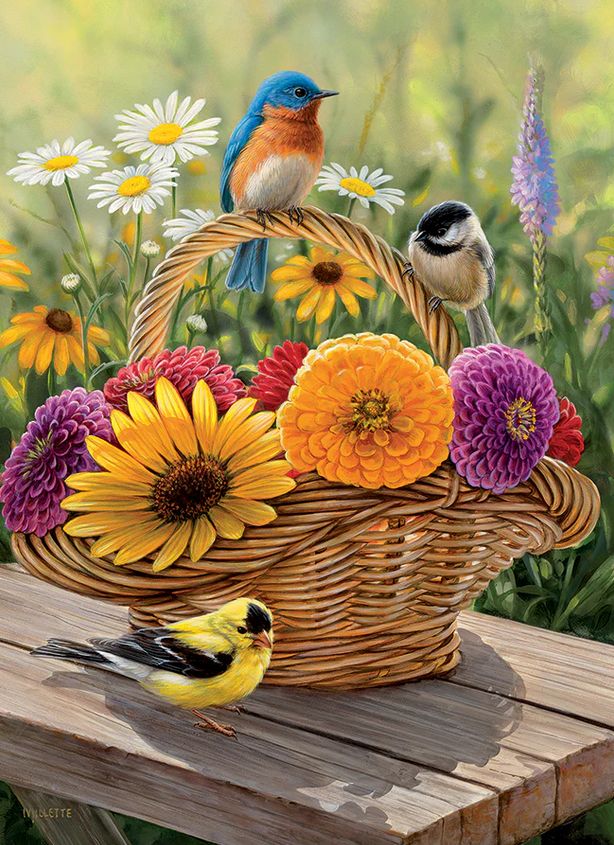 Cobble Hill Bluebird and Bouquet 35 piece Tray Puzzle