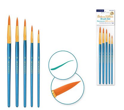 Colorfactory Deluxe Taklon Round Brush with Wood Handle 5pc