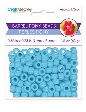 CraftMedley 9x6mm Pony Beads Barrel Light Blue