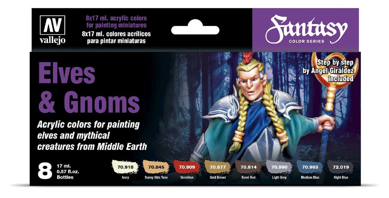 Vallejo ELVES &amp; GNOMES 8 COLOUR PAINT SET