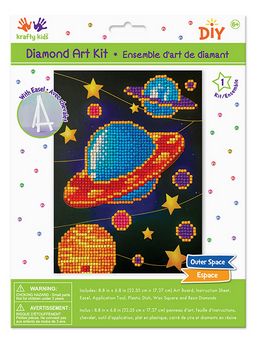 Krafty Kids Kit 8.8"x6.8" Diamond Painting Kit w/Easel Outer Space