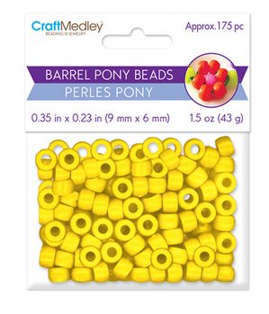 CraftMedley 9x6mm Pony Beads Barrel Yellow