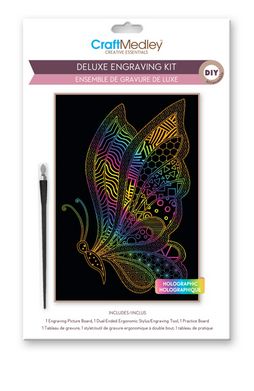 CraftMedley Deluxe Engraving Art DIY Kit Holographic Butterfly