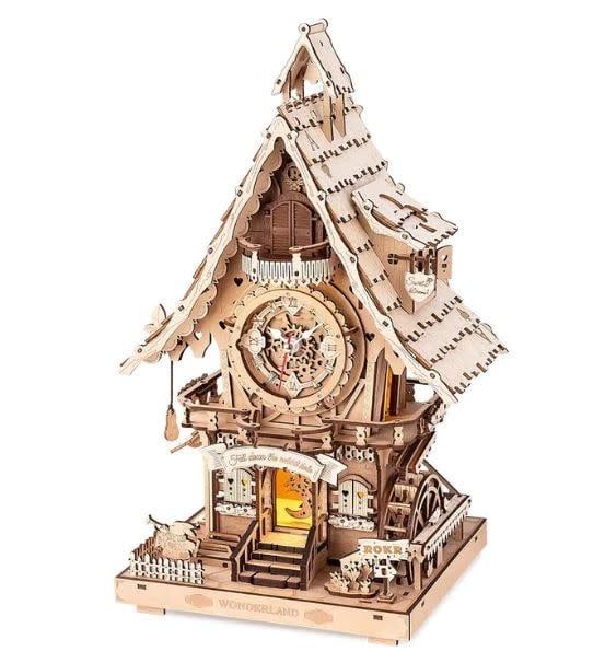 Robotime 3D Wooden Puzzle ROKR Cuckoo Clock Mechanical Gear 435 piece