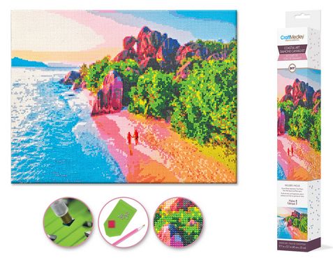 CraftMedley 15.8x19.7in Diamond Painting Kit with Gems Tools and Tray Walk on the Beach