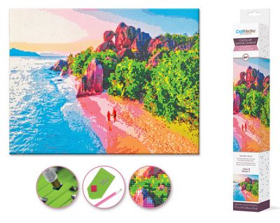 CraftMedley 15.8x19.7in Diamond Painting Kit with Gems Tools and Tray Walk on the Beach