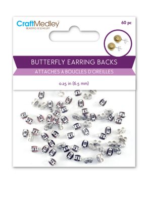 CraftMedley Butterfly Earring Back Silver 60pc