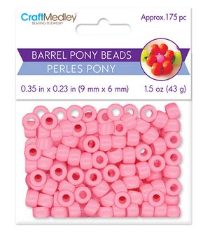 CraftMedley 9x6mm Pony Beads Barrel Light Pink