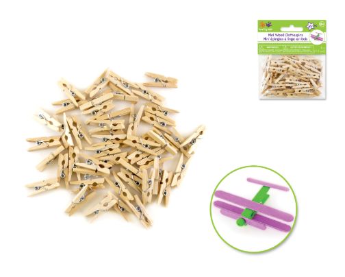 Krafty Kids Craftwood Mini Wood Clothespins 1&quot; Natural 45 Pack