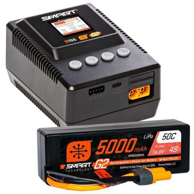 Spektrum Smart Powerstage Bundle: G2 5000mAh 4S LiPo IC5 &amp; S155 Charger