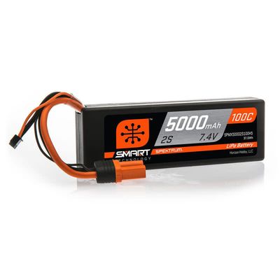 Spektrum 7.4V 5000mAh 2S 100C Smart Hardcase LiPo Battery: IC5